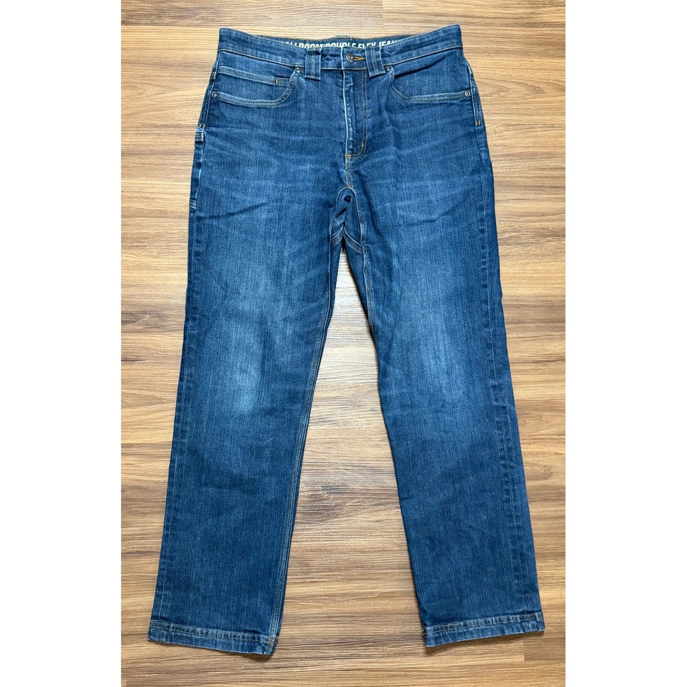 Duluth Trading Co Ballroom Double Flex Dark Wash Straight Leg Jeans Men Sz 32x30